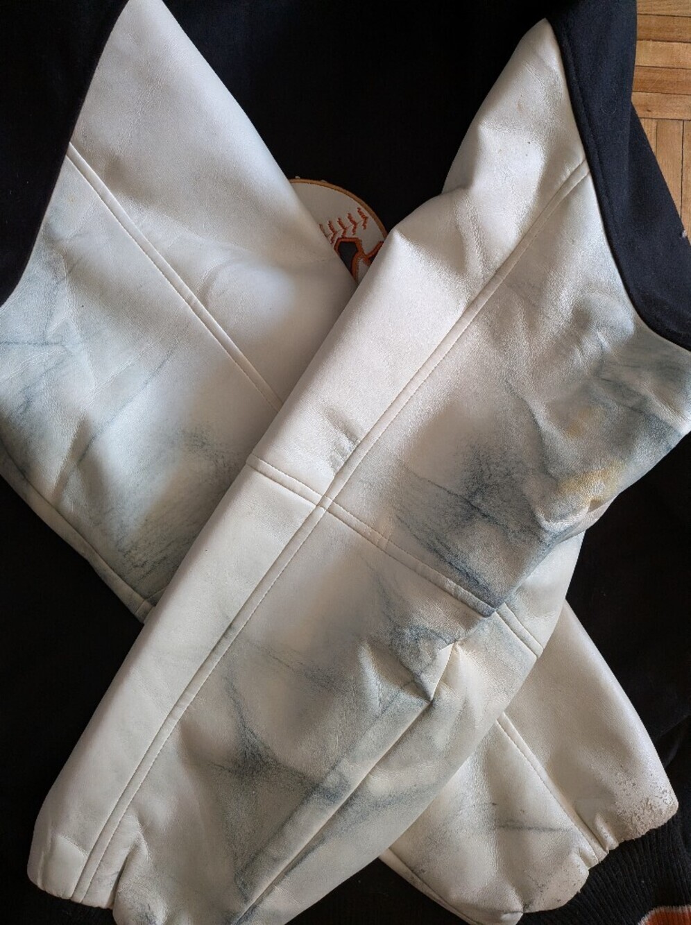 Vintage San Francisco Giants Varsity Jacket XXL Black Wool White Leather Jacket - Picture 9 of 9